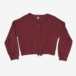 Old Navy Girls XL 14/16 Maroon Cozy Soft Henley Shirt Long Sleeve Top